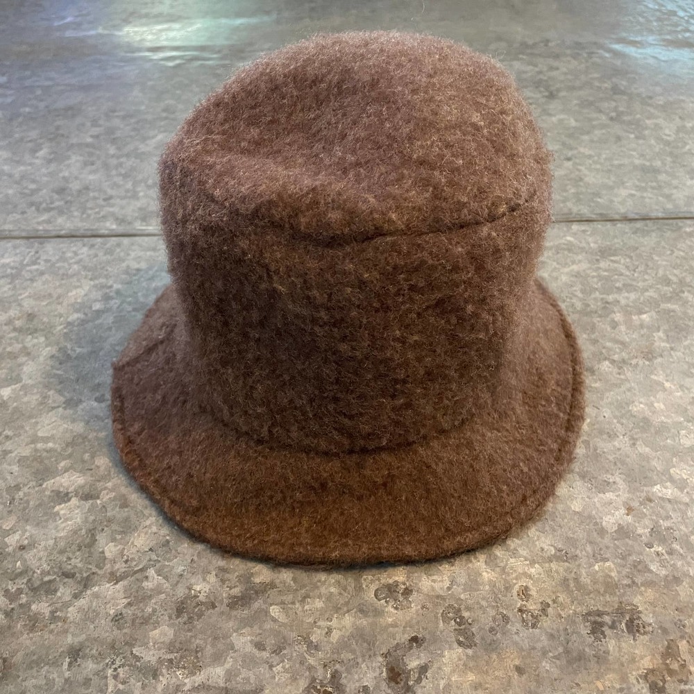 Vintage Fuzzy Fleece Bucket Fisherman Hat Cap Chocolate Brown 90s Y2K Winter